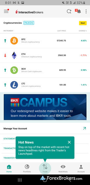Interactive Brokers IBKR mobile trading app cryptocurrency trading Interactive Brokers IBKR mobile trading app cryptocurrency trading