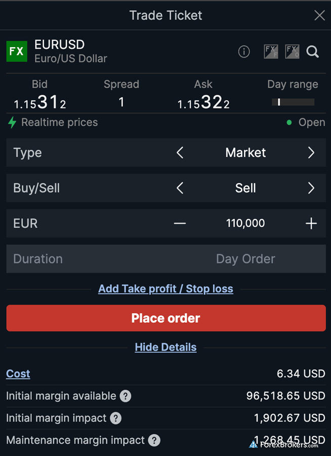Saxo Bank SaxoTraderPRO desktop trading platform trade ticket window Saxo Bank SaxoTraderPRO desktop trading platform trade ticket window