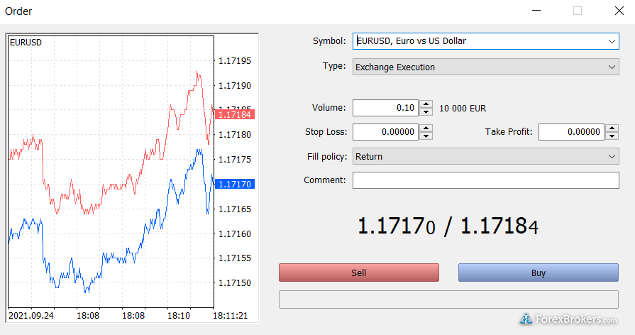 Swissquote MetaTrader 5 desktop trading platform trade ticket Swissquote MetaTrader 5 desktop trading platform trade ticket